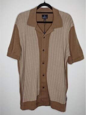 NWT Ben Sherman Men's Slate Brown/Button Down Polo Shirt Size L